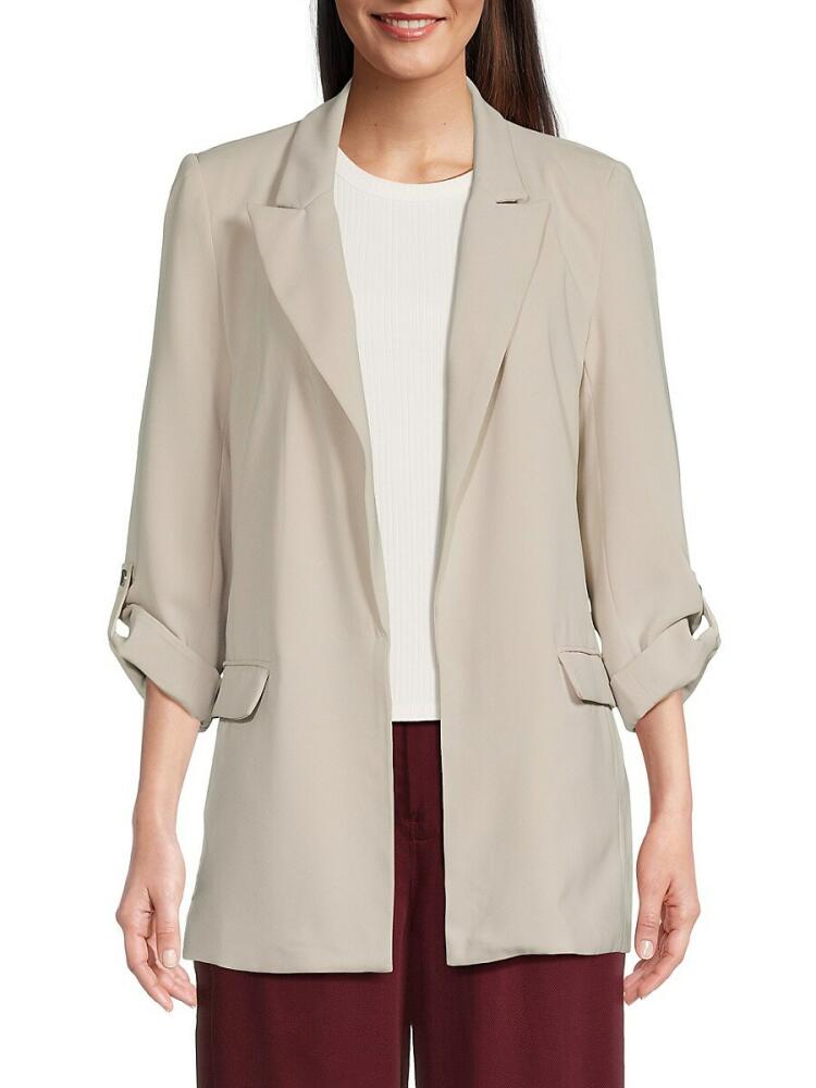 T Tahari Women's Solid Open Front Blazer - Pumice Cover