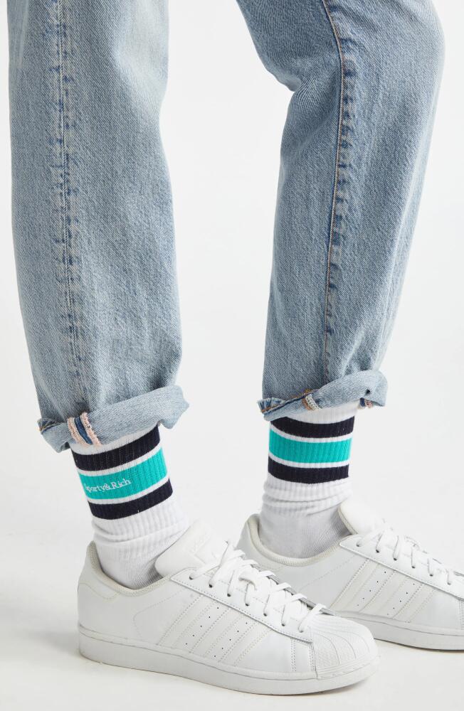 Sporty & Rich Stripe Crew Socks in White Cover