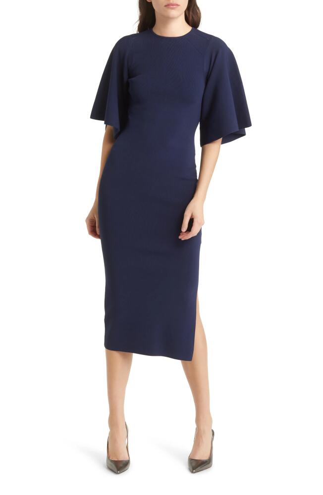 Ted Baker London Lounia Fluted Sleeve Body-Con Sweater Dress in Dark Blue Cover