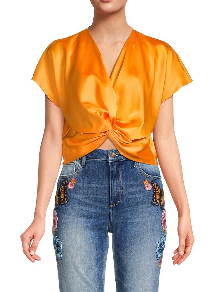 Renee C. Women's Satin Twisted Crop Top - Marigold Cover