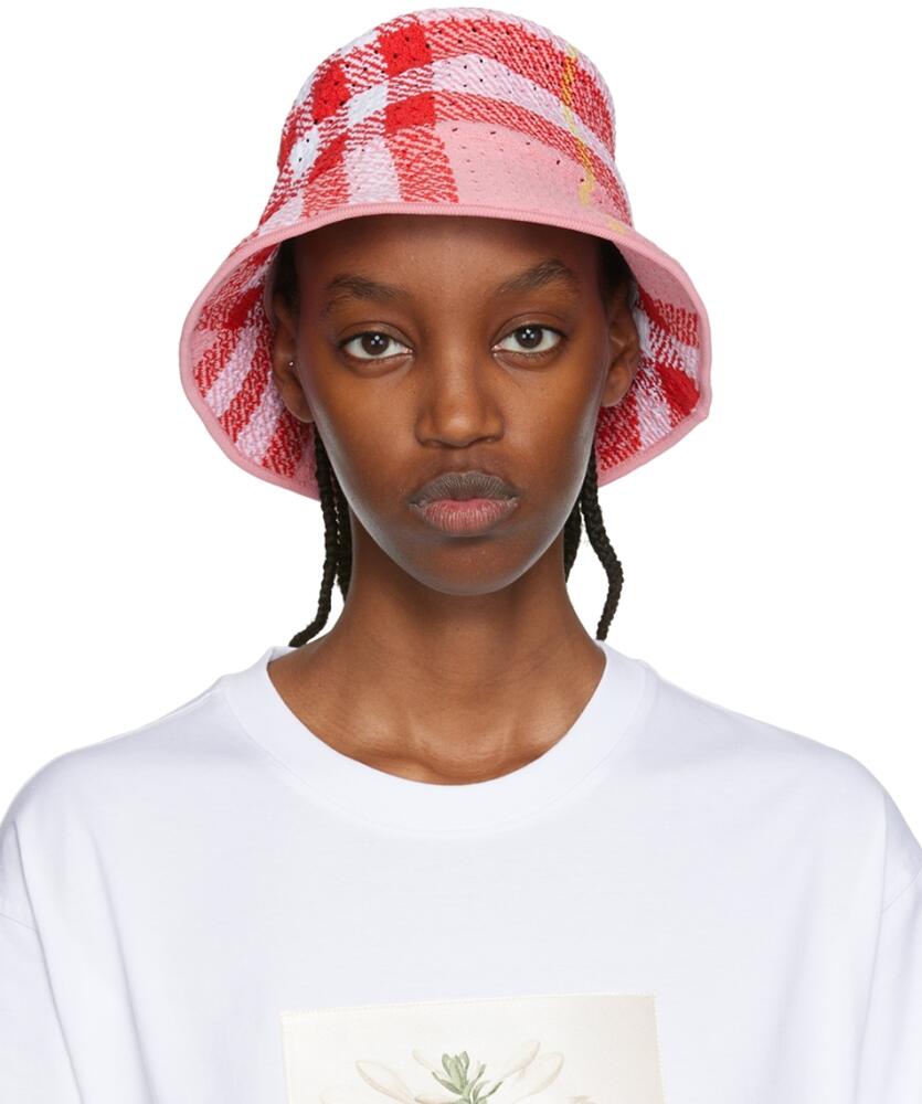 Burberry Pink Tartan Print Bucket Hat Cover