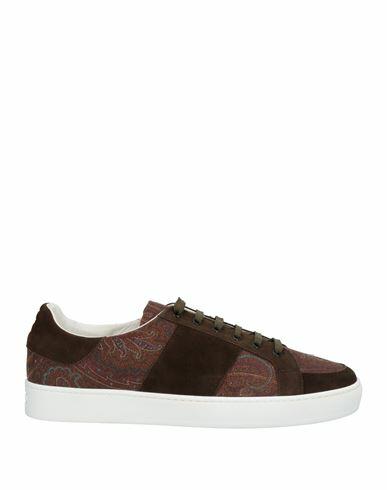 Etro Man Sneakers Brown Soft Leather, Textile fibers Cover