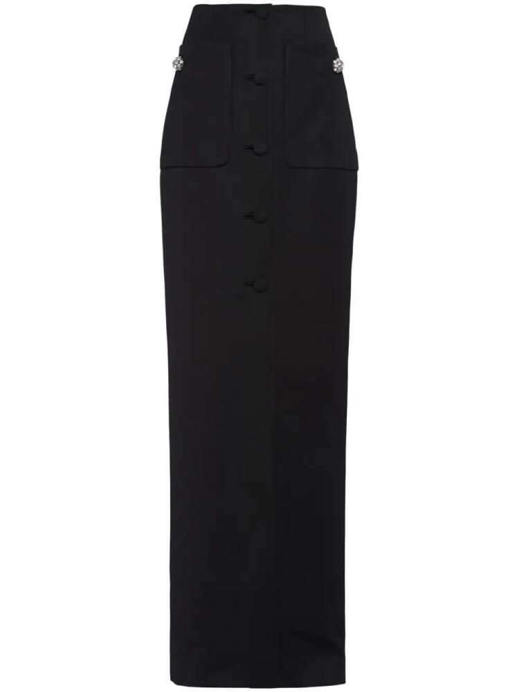 Prada crystal-button wool maxi skirt - Black Cover