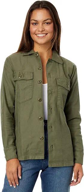 Faherty Savannah Cotton Overshirt (Fatigue) Women's Clothing Cover