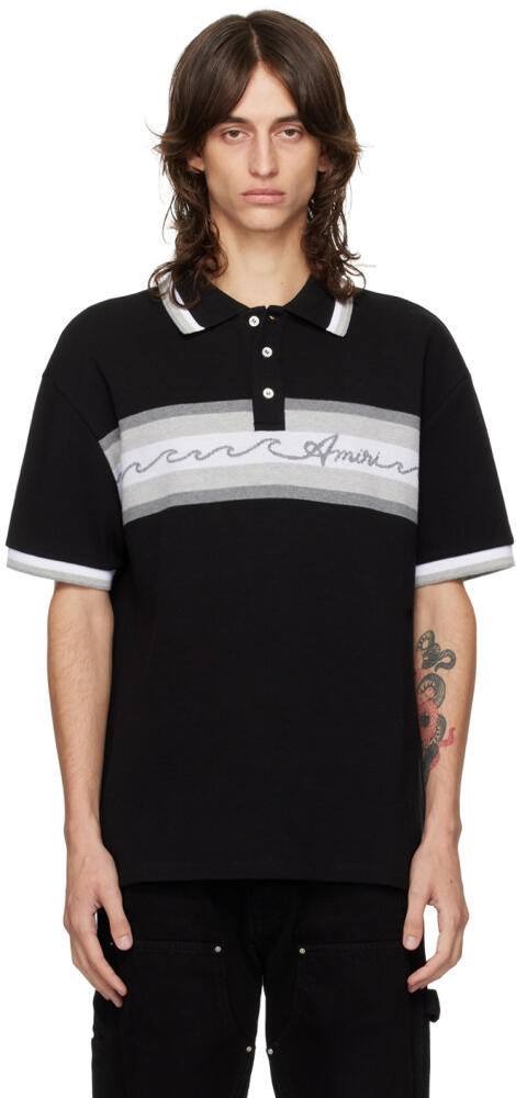 AMIRI Black Wave Baja Stripe Polo Cover