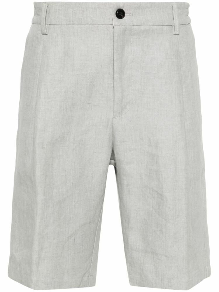 Eleventy pleat-detail linen bermuda shorts - Green Cover