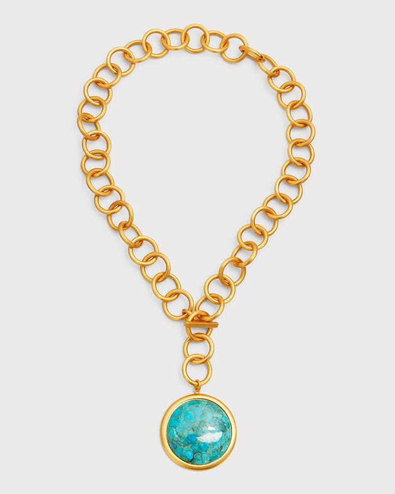 NEST Jewelry Brushed Chain with Bezel-Set Turquoise Cabochon Cover