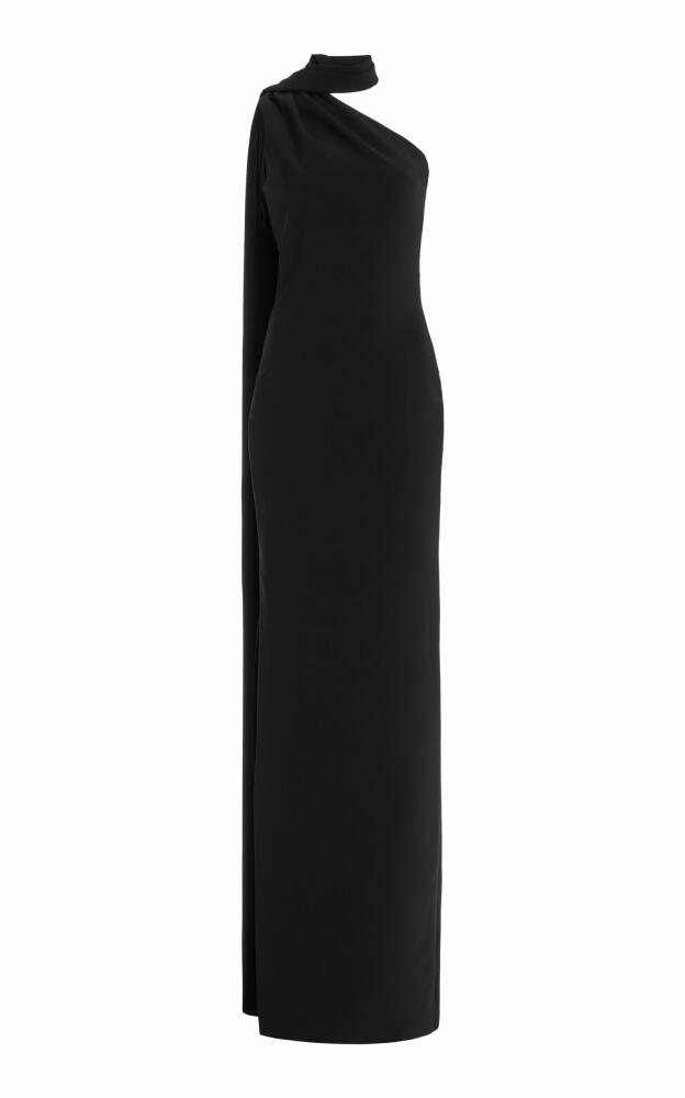 Brandon Maxwell - Exclusive Cape-Sleeve Crepe One-Shoulder Gown - Black Cover