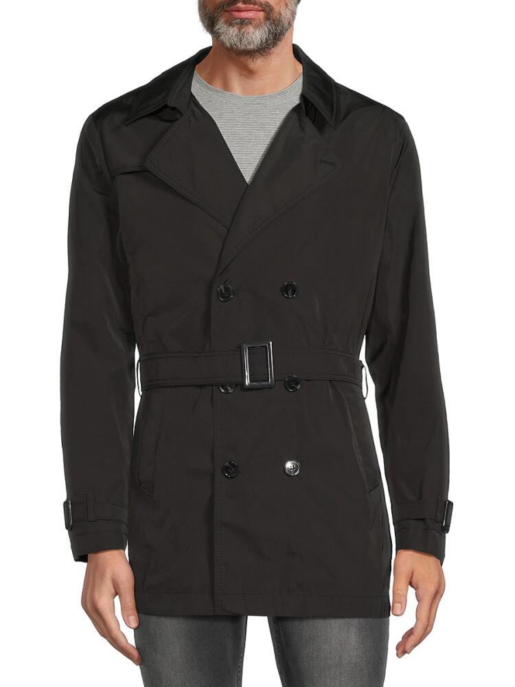 Vellapais Men's Drelux Bellagio Belted Trench Coat - Black Cover