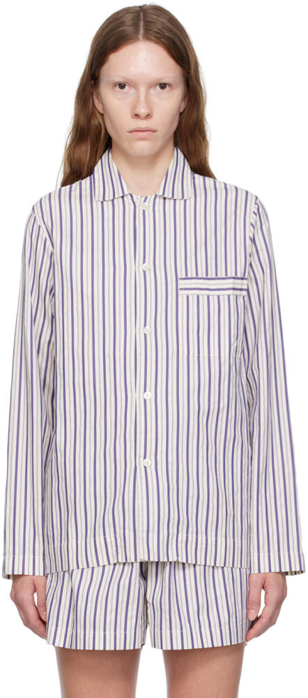 Tekla Purple & White Striped Pyjama Shirt Cover