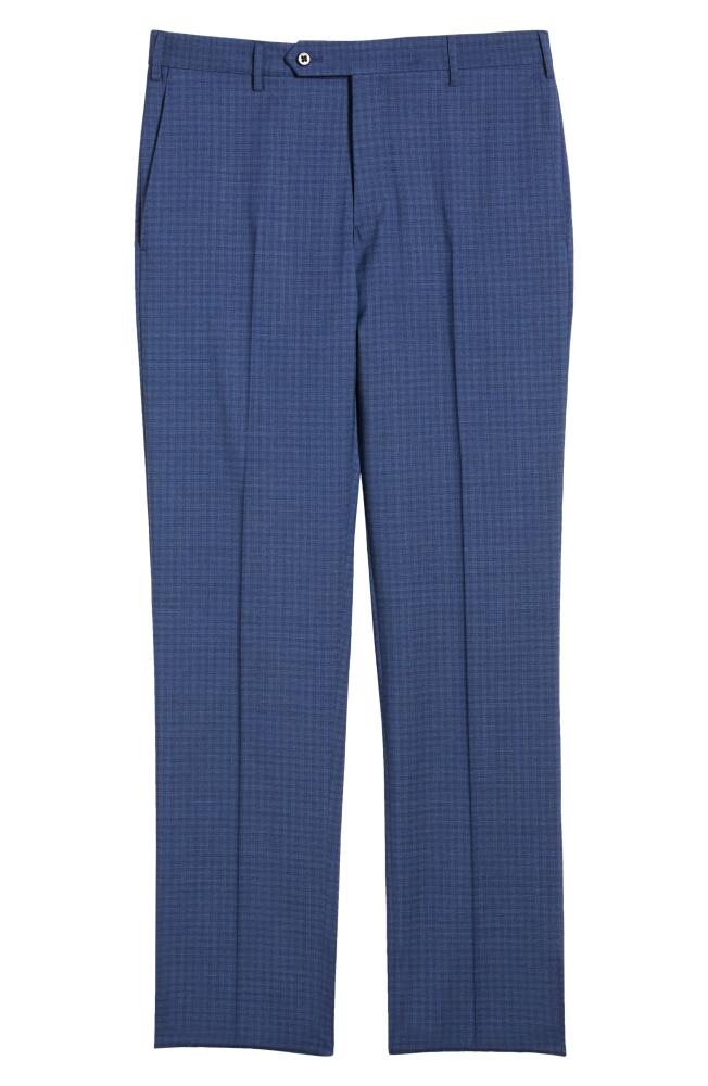 Zanella Parker Contemporary Fit Check Stretch Wool Pants in Blue Cover