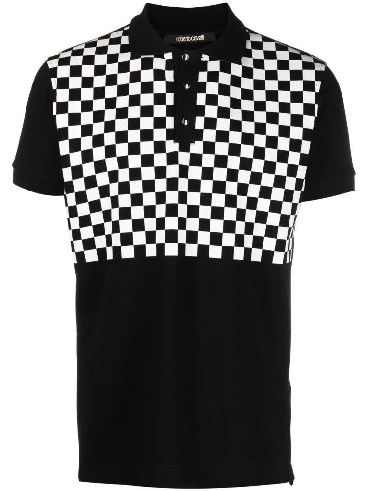 Roberto Cavalli checkerboard-print polo shirt - Black Cover