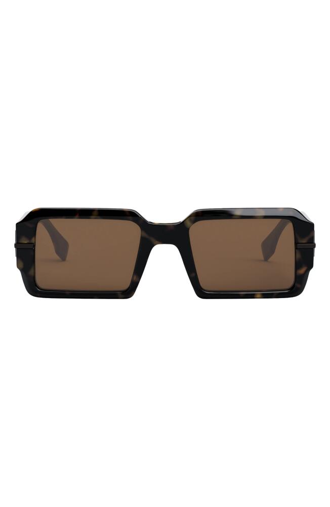 'Fendigraphy 52mm Geometric Sunglasses in Dark Havana /Brown Cover