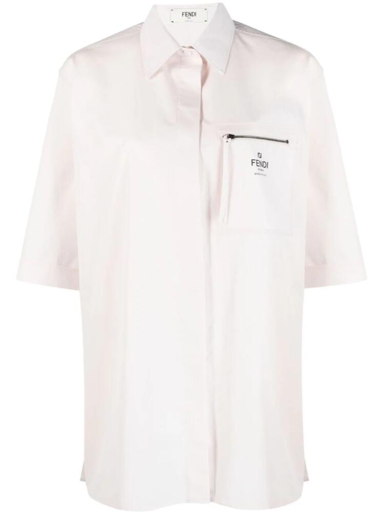 FENDI logo-print cotton shirt - Pink Cover