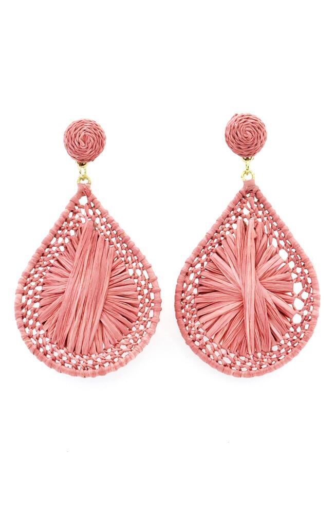 Panacea Raffia Drop Earrings in Pink Cover