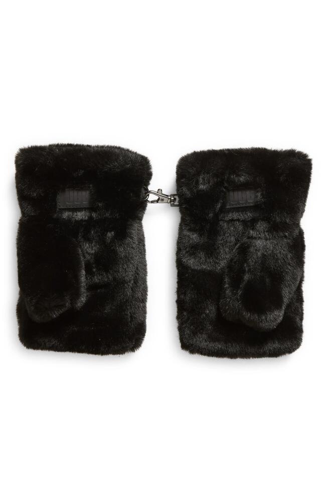 UGG(r) Faux Fur Fingerless Mittens in Black Cover