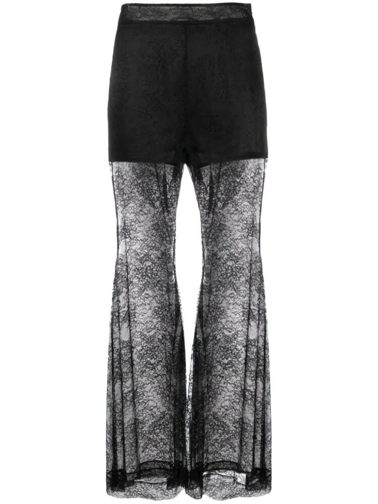 Nina Ricci lace sheer wide-leg trousers - Black Cover