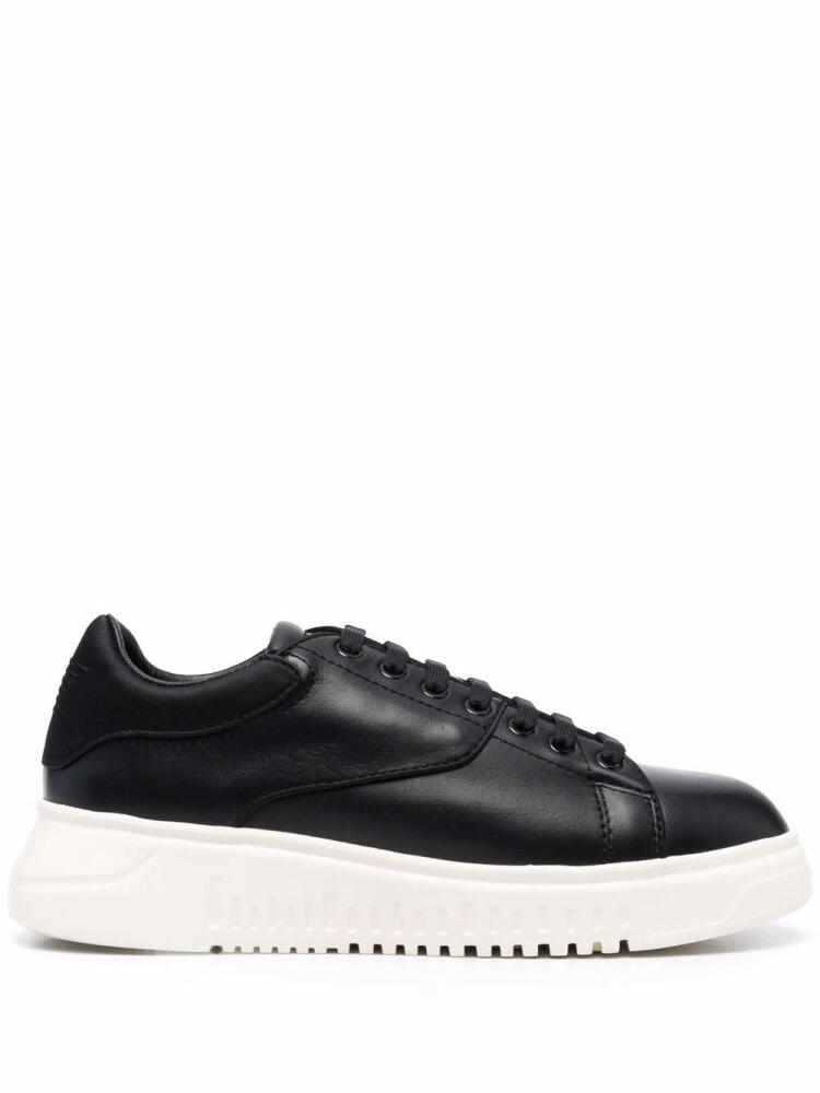 Emporio Armani panelled low-top leather sneakers - Black Cover