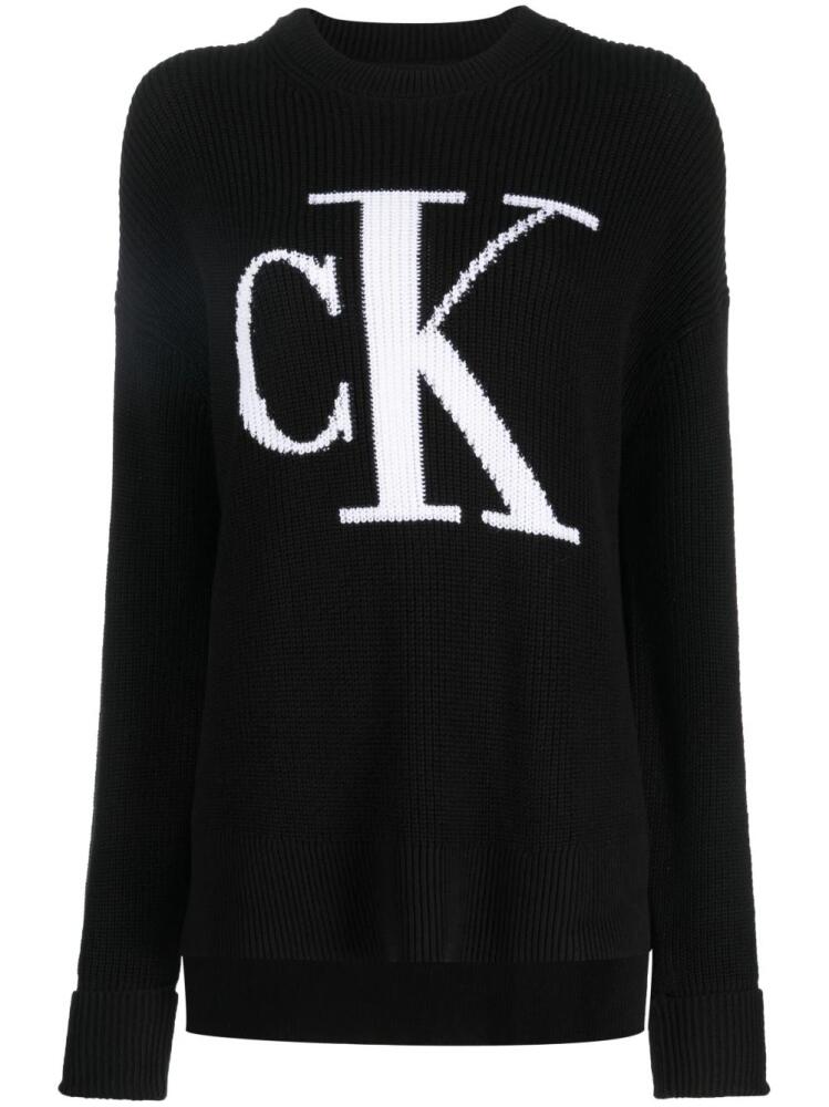 Calvin Klein Jeans logo intarsia cotton jumper - Black Cover