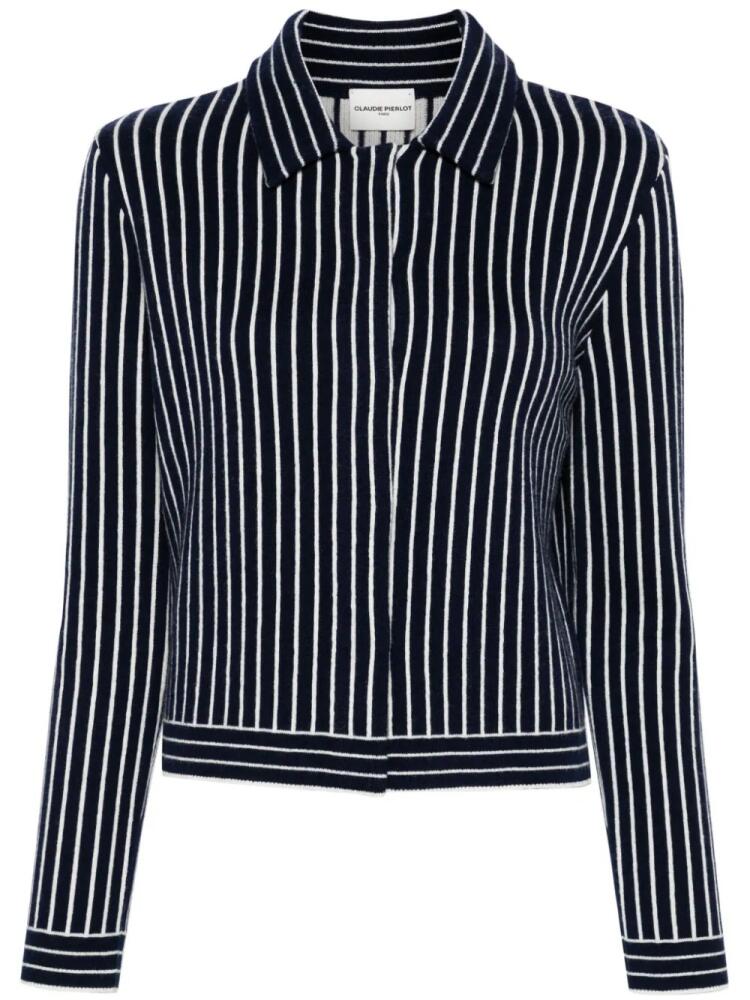 Claudie Pierlot striped straight-collar cardigan - Blue Cover