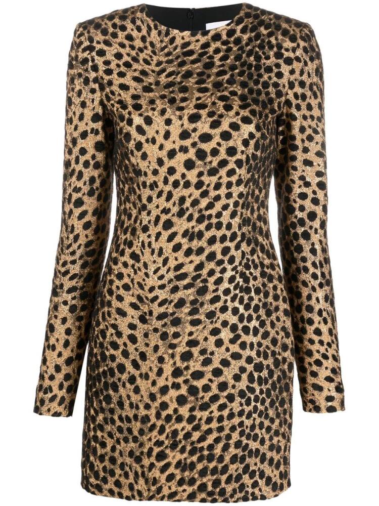 Genny jacquard leopard-print dress - Gold Cover