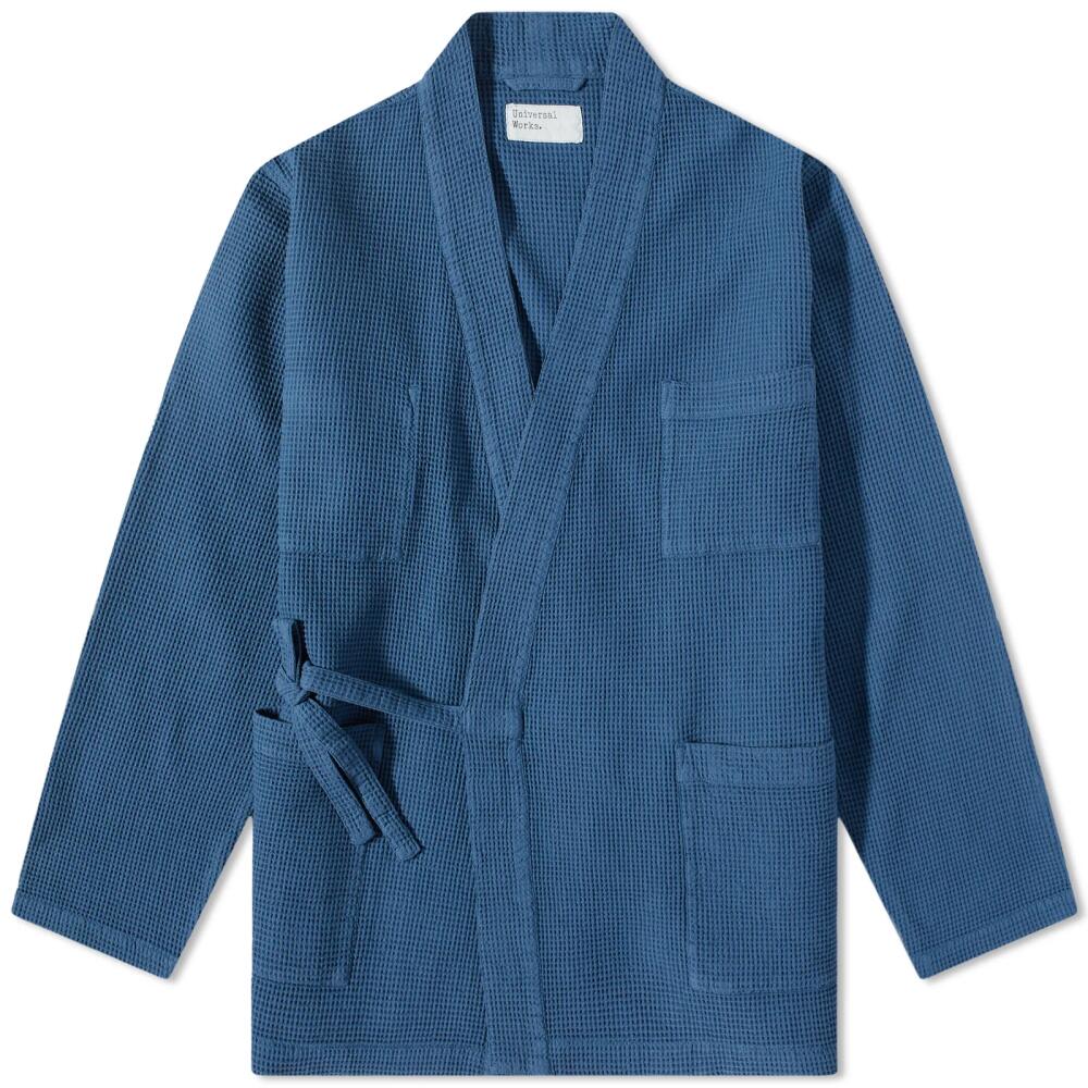 Universal Works Men's Japanese Waffle Kyoto Work Jacket in Faded Blue Cover