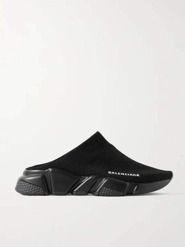 Balenciaga - Speed Printed Recycled-knit Mules - Black Cover