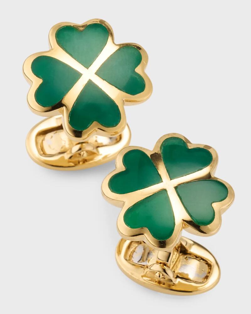 Jan Leslie Men's Gold Vermeil and Green Onyx Four Leaf Clover Cufflinks Cover