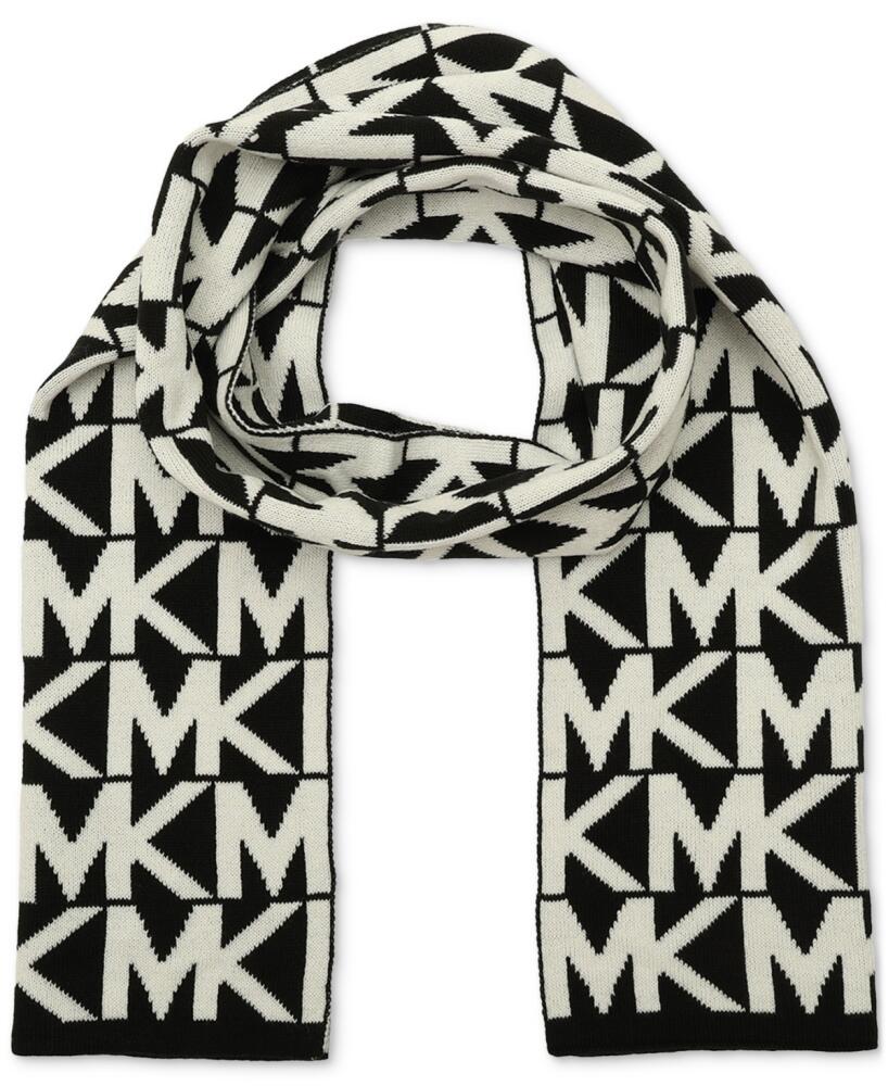 Michael Michael Kors Major Mk Repeating Logo Knit Scarf - Black Cream Cover