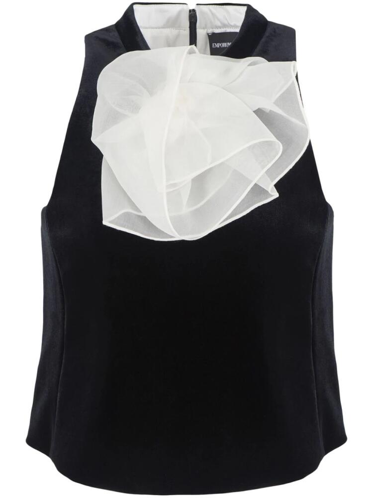 Emporio Armani flower appliqué blouse - Black Cover