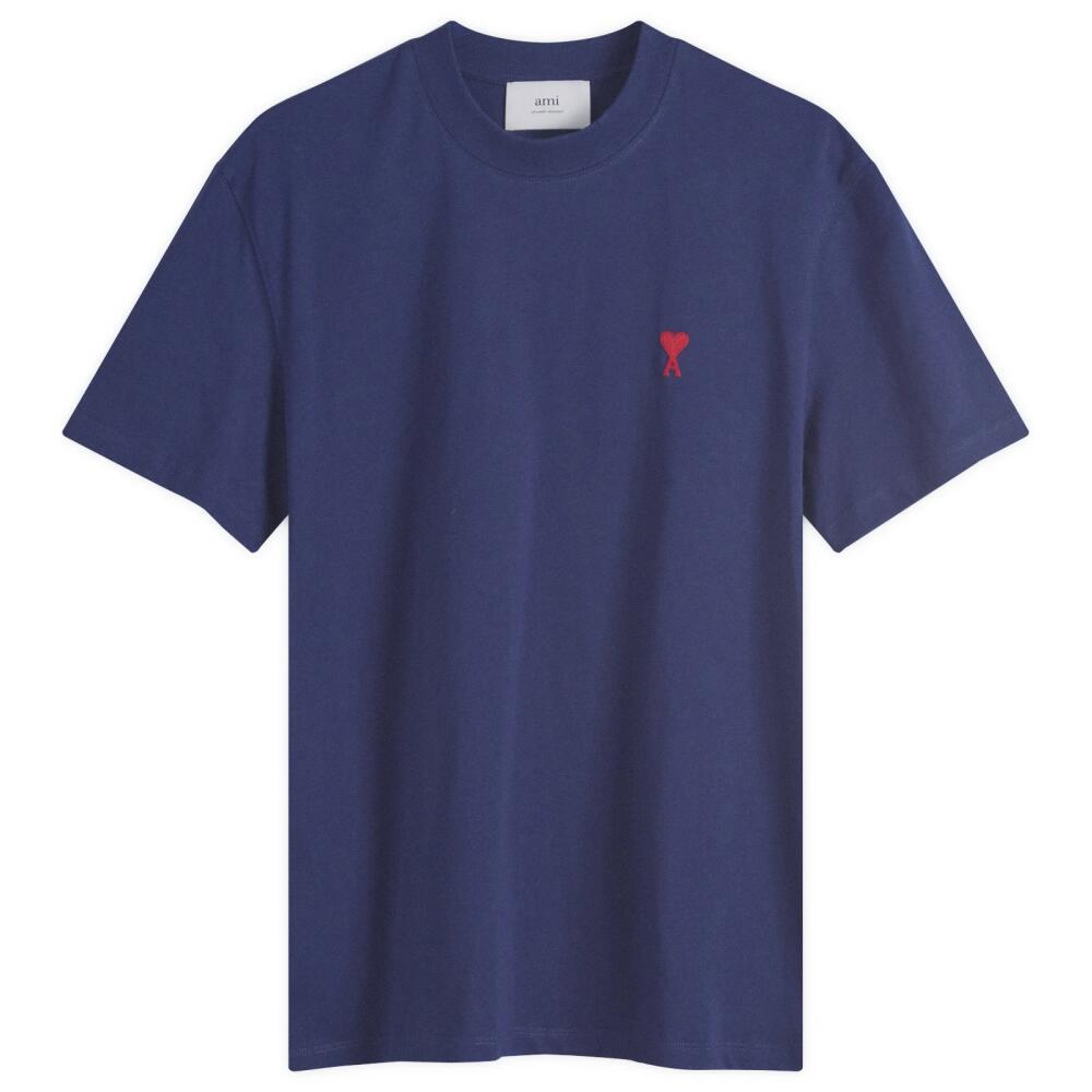 AMI Paris Men's AMI Tonal Small A Heart T-Shirt in Nautic Blue Cover