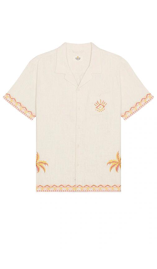 Marine Layer Placed Embroidery Resort Shirt in Cream Cover