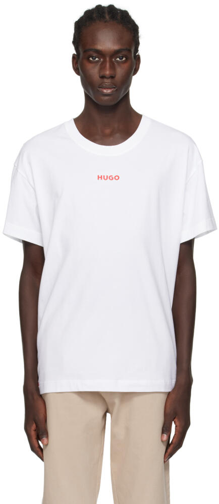 Hugo White Printed T-Shirt Cover