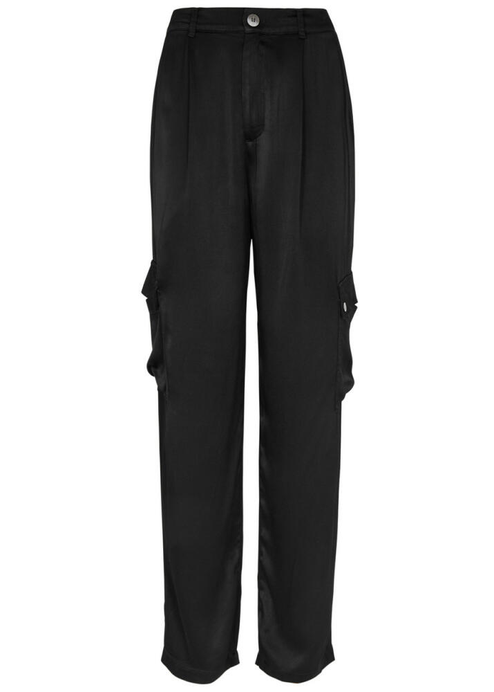 Bella Dahl Satin Cargo Trousers - Black Cover