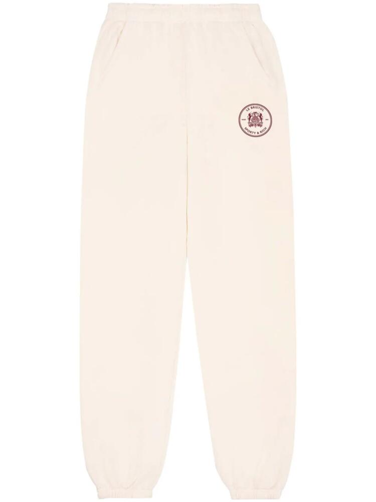 Sporty & Rich Bristol Crest cotton track pants - Neutrals Cover