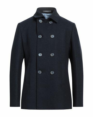 Havana & Co. Man Coat Midnight blue Polyester, Viscose, Wool Cover