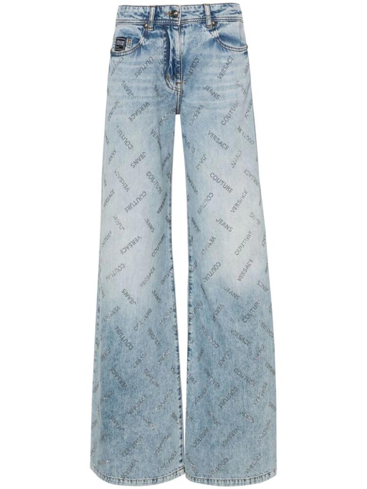 Versace Jeans Couture crystal-logo straight-leg jeans - Blue Cover