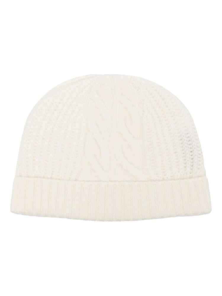 N.Peal cable-knit cashmere beanie - White Cover