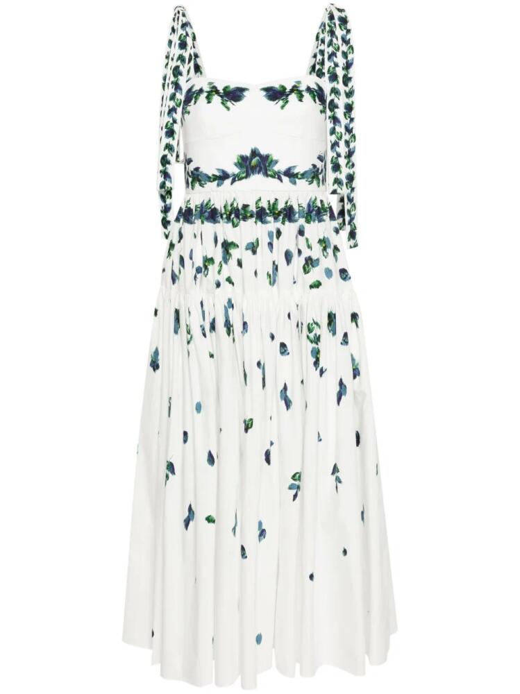 ERDEM floral-print tiered midi dress - White Cover