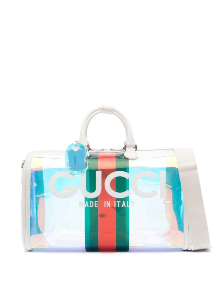 Gucci Web-print holographic holdall - Blue Cover