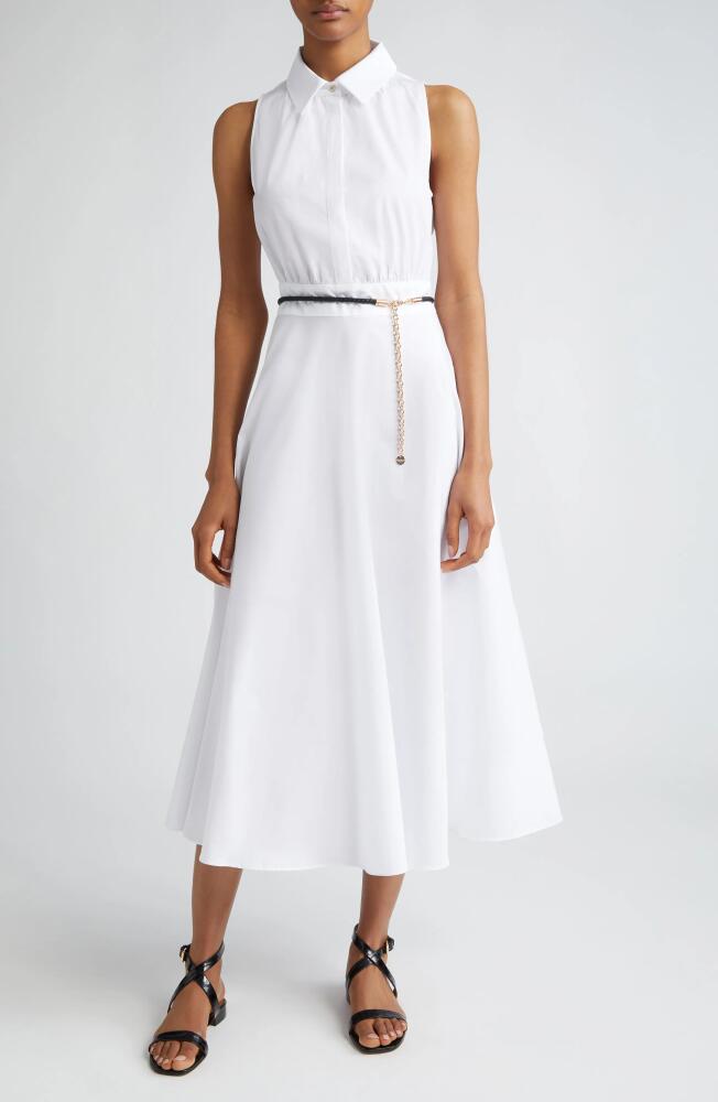 Max Mara Studio Adepto Sleeveless Cotton Poplin Shirtdress in Optical White Cover