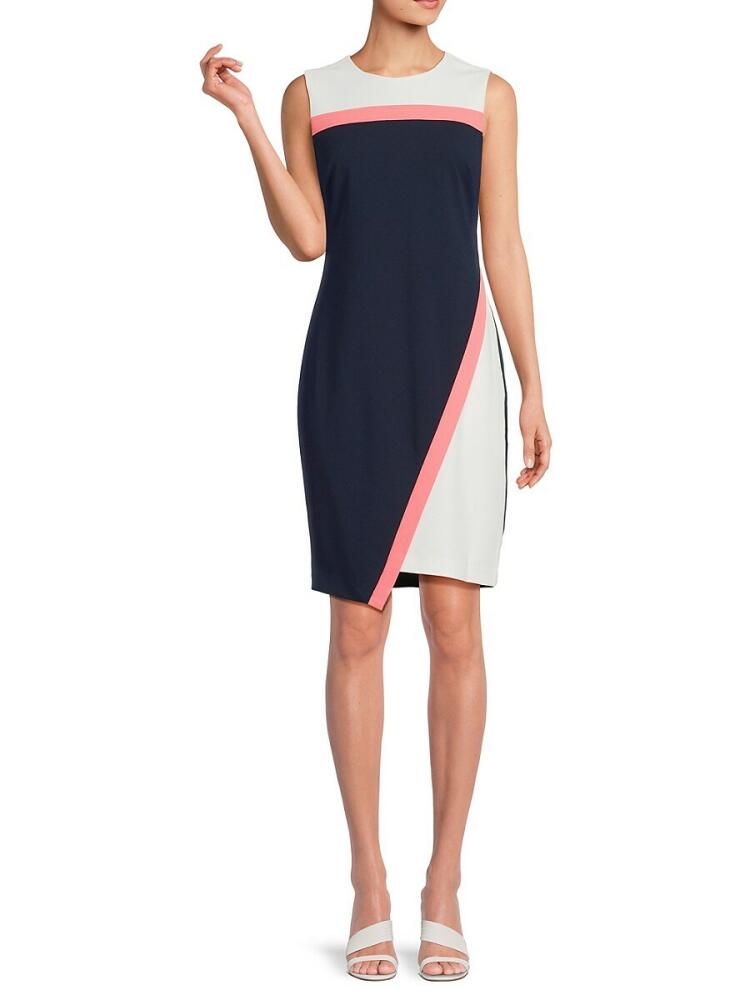 Tommy Hilfiger Women's Colorblock Sheath Mini Dress - Sky Captain Cover