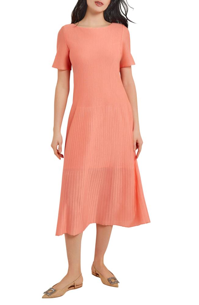 Misook Texture Knit Midi Dress in Ocean Coral Cover