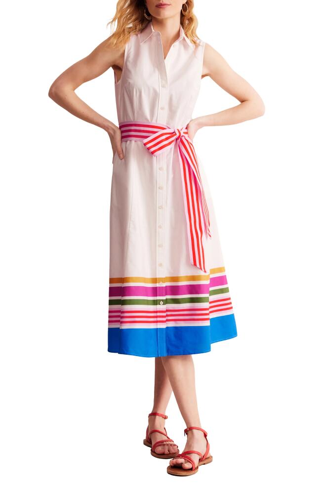 Boden Kate Tie Belt Sleeveless Shirtdress in Ivory And Multistripe Cover