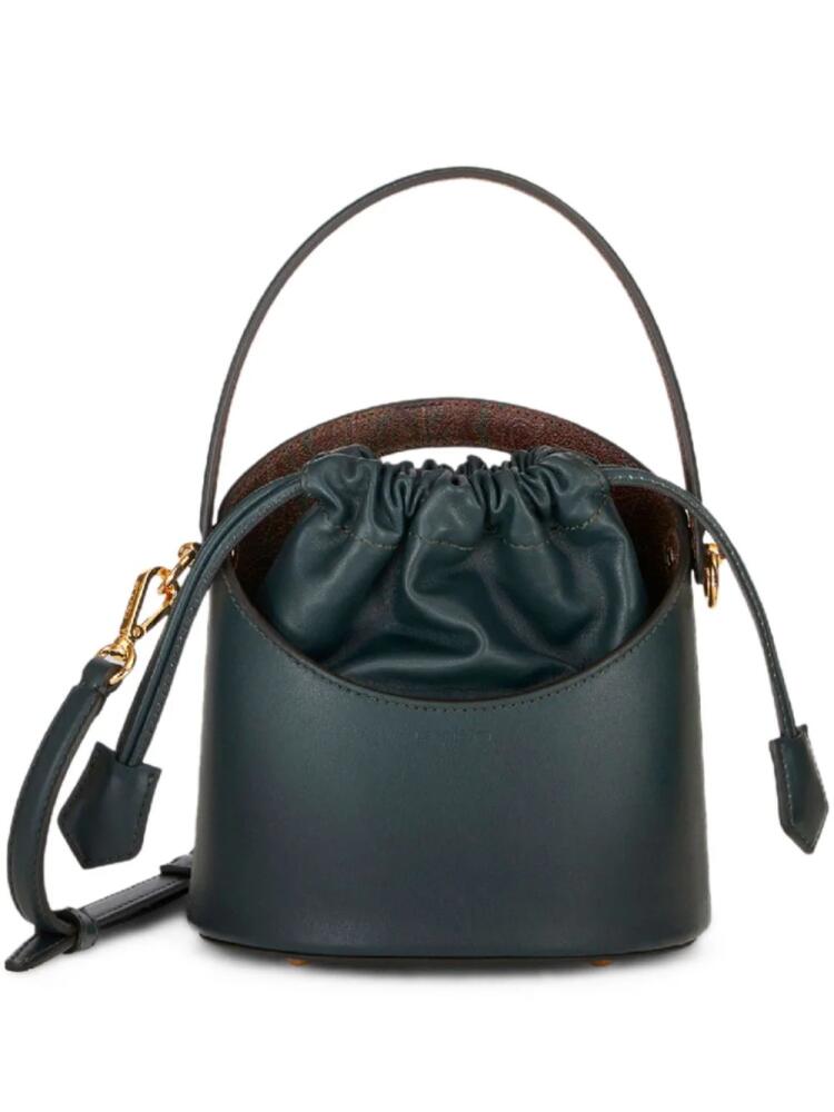 ETRO mini Saturno leather bucket bag - Green Cover