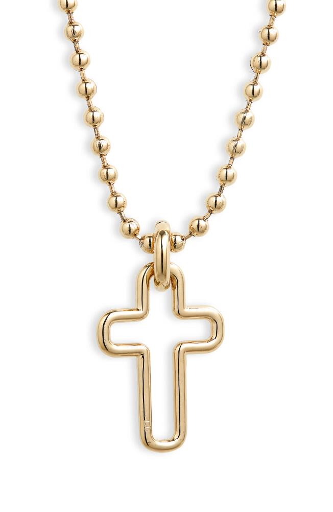 Laura Lombardi Mini Madda Cross Pendant Necklace in Brass Cover