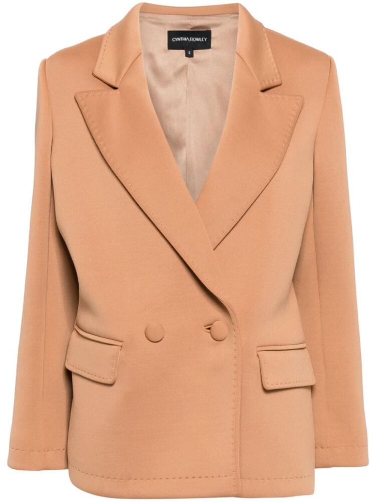 Cynthia Rowley wide-lapel double-breasted cady blazer - Neutrals Cover