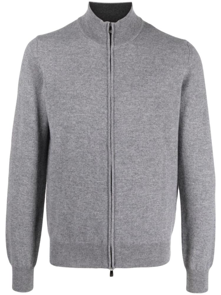 Corneliani funnel-neck virgin wool blend cardigan - Grey Cover