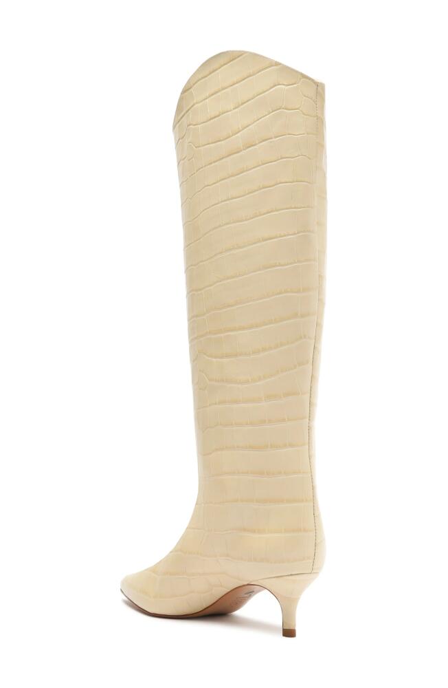 Schutz Maryana Pointed Toe Knee High Kitten Heel Boot in Beige Cover