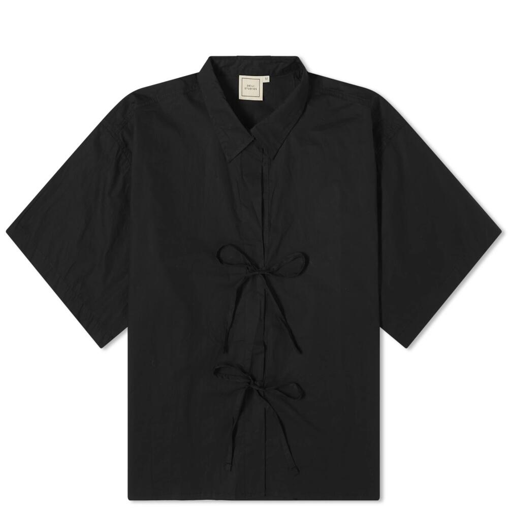 Deiji Studios Women's Tie up Short Sleeve Shirt in Black Cover